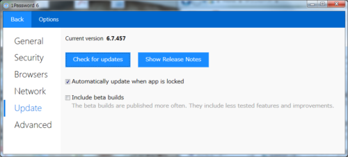 1Password6 for Windows Update画面